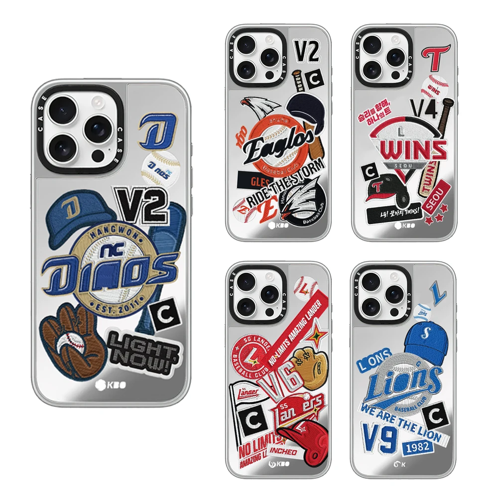 حافظة هاتف بإطار فضي لفريق البيسبول على الطراز الكوري مع MagSafe لهاتف iPhone 17 16 14 13 15 Pro Max Plus Air Fashion