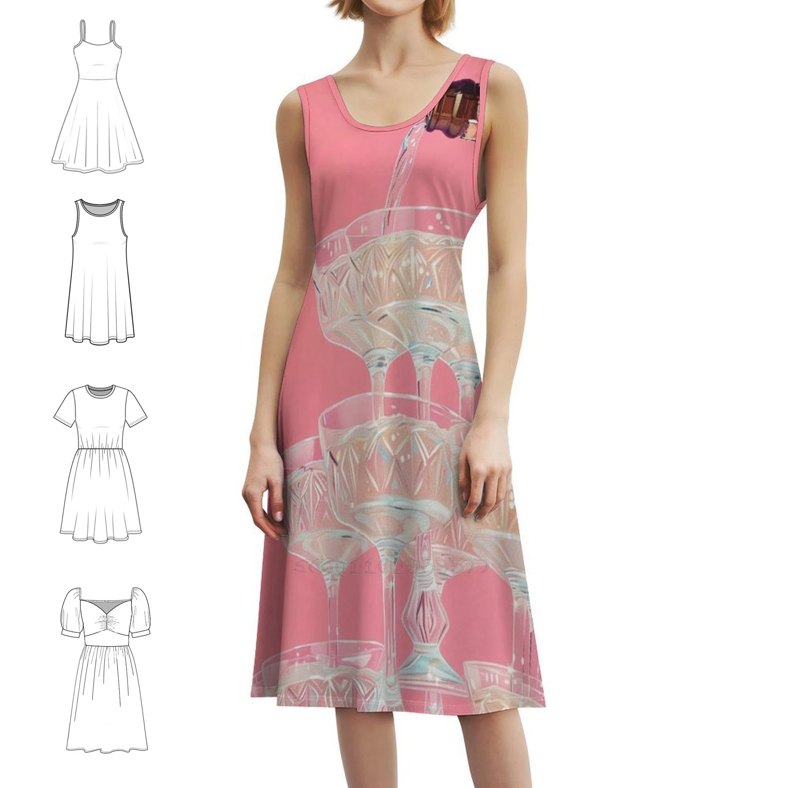 Apenas uma menina feminina streetwear vestido de festa na moda impressão clube roupas para feminino torre champanhe vidro vestidos das mulheres