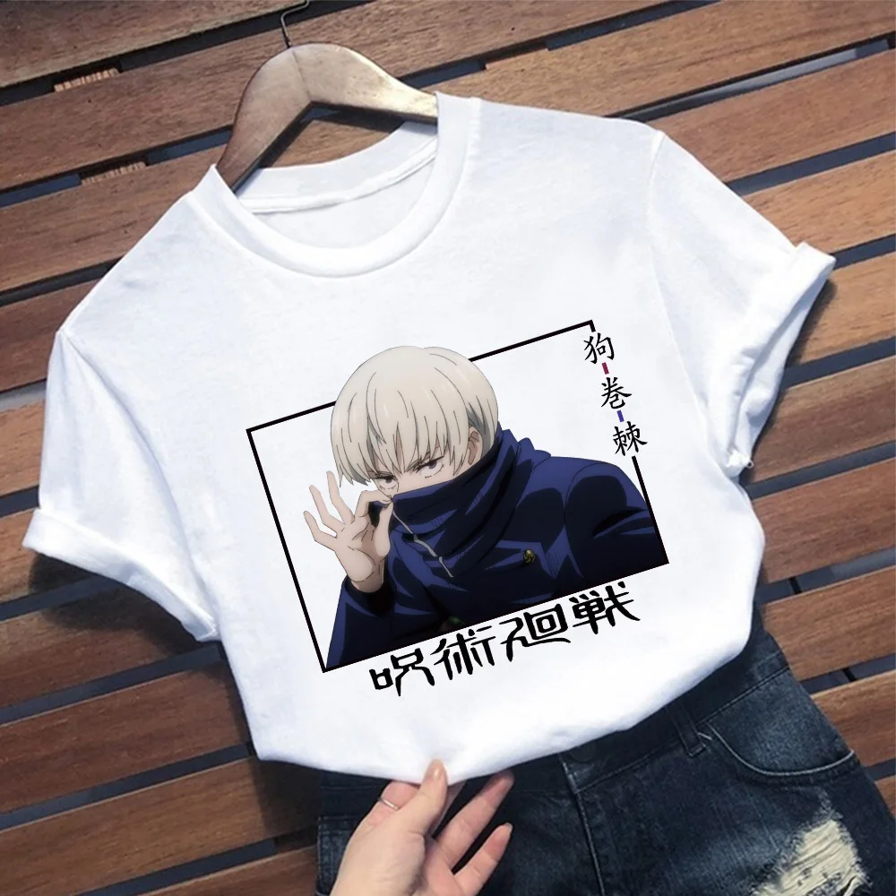 Anime Jujutsu Kaisen koszulka Inumaki Toge graficzna koszula kobiety hiphopowy sweter przyczynowy Harajuku z krótkim rękawem Tee topy kobieta