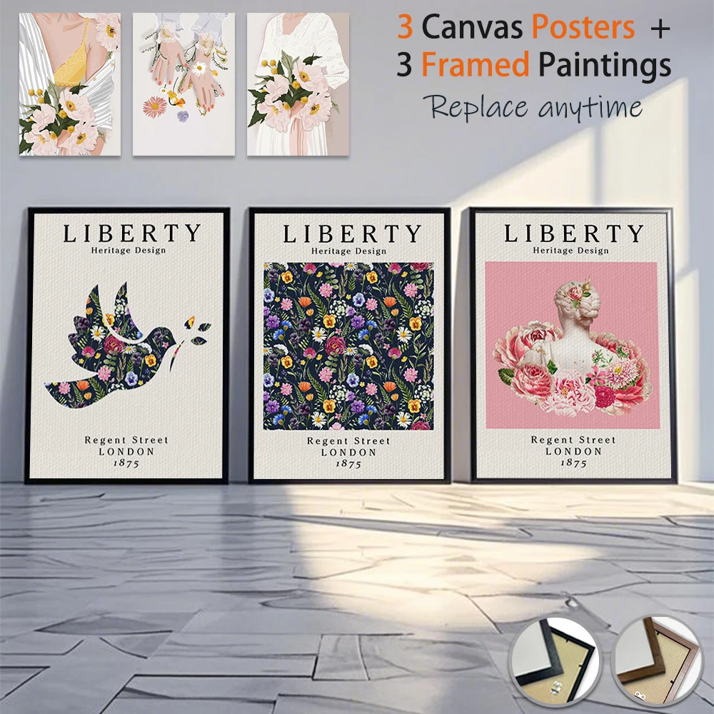 

Buy Three Get Three Free, 12*16in Canvas Poster Flower Girl, Polished Plexiglass Frame, Modern Wall Art for Home Room Decor