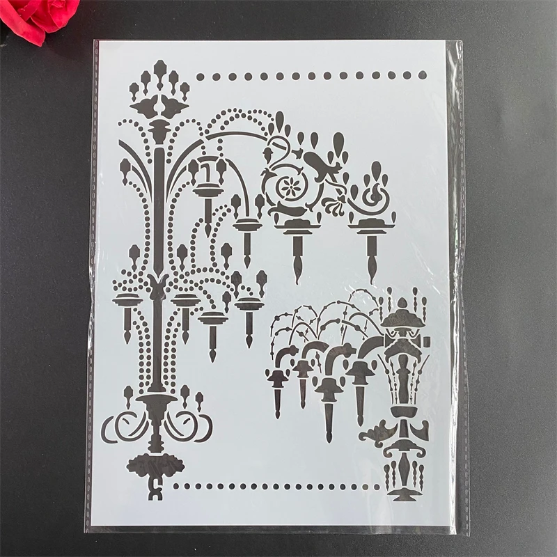A4 29 * 21cm chandelier DIY Stencils Wall Painting Scrapbook Coloring Embossing Album Decorative Paper Card Template,fabric.wall