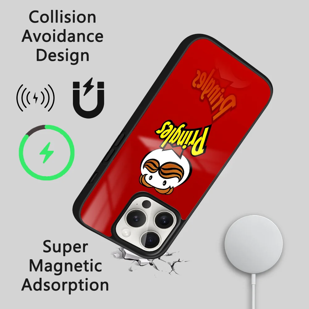 Вкусные картофельные чипсы P-Pringles для iPhone 16, 15, 14, 13, 12, 11 Pro Max Plus Mini Magsafe Mirror, беспроводной магнитный чехол