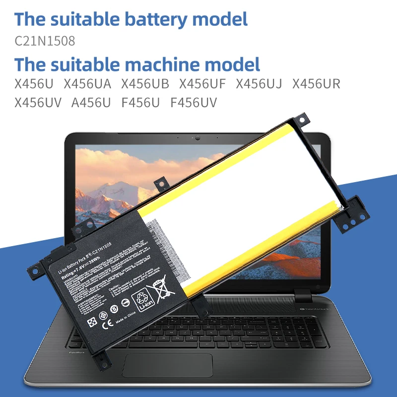 Imagem -06 - Bateria do Portátil para Asus X456u X456ua X456ub X456uf X456uj X456ur X456uv A456u F456u R457u 38wh Suozhan-c21n1508