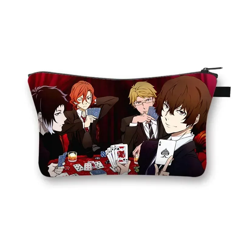 Anime Bungo Stray Dogs Cosmetic Bag Women Dazai Osamu Graphic Toiletry BagsPortable For Travel Girls Lipstick Bags Gift