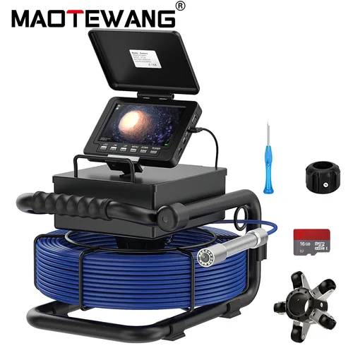 Cámara de inspección de tuberías de 5 pulgadas + transmisor autonivelante 512HZ + grabación de Audio + cámara endoscópica de vídeo de inspección de alcantarillado de drenaje DVR