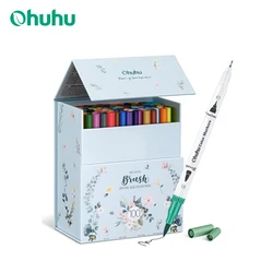 Ohuhu Art Markers Dual Tips Line Marker Set Aquarellstift Färbung Aquarellpinsel Fineliner Malerei Zeichnung Schulbedarf