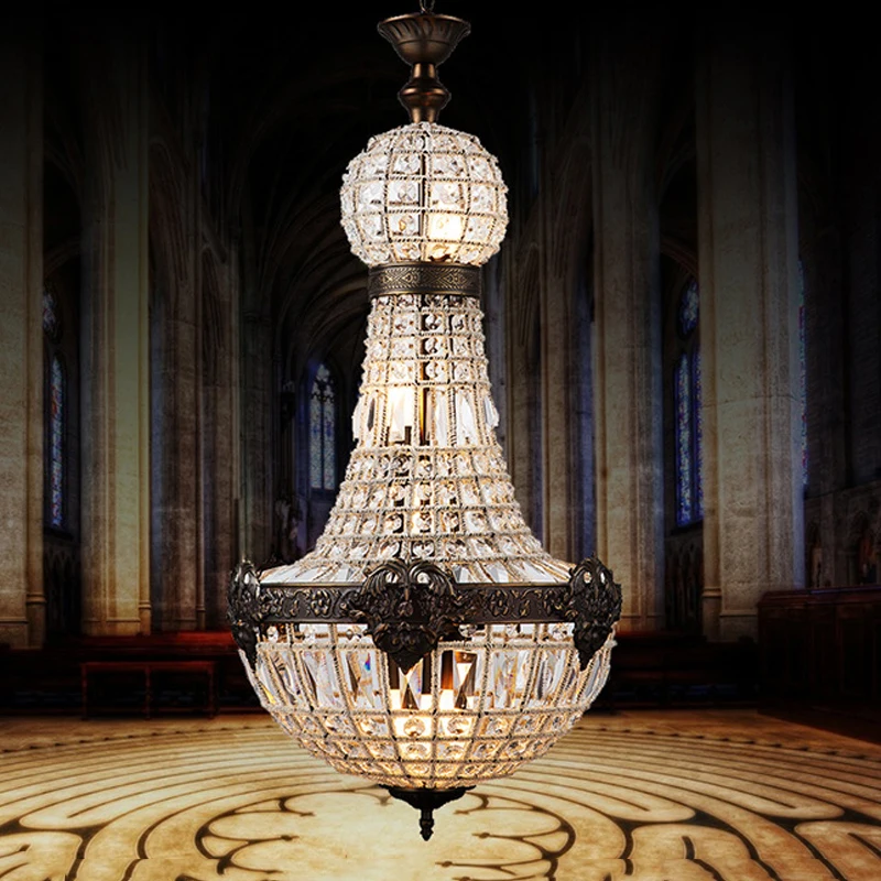 European Luxury Hotel Villa Crystal Chandelier Home Apartment Living Room 6 Lights E27 Socket  Large Crystal Branch Chandelier