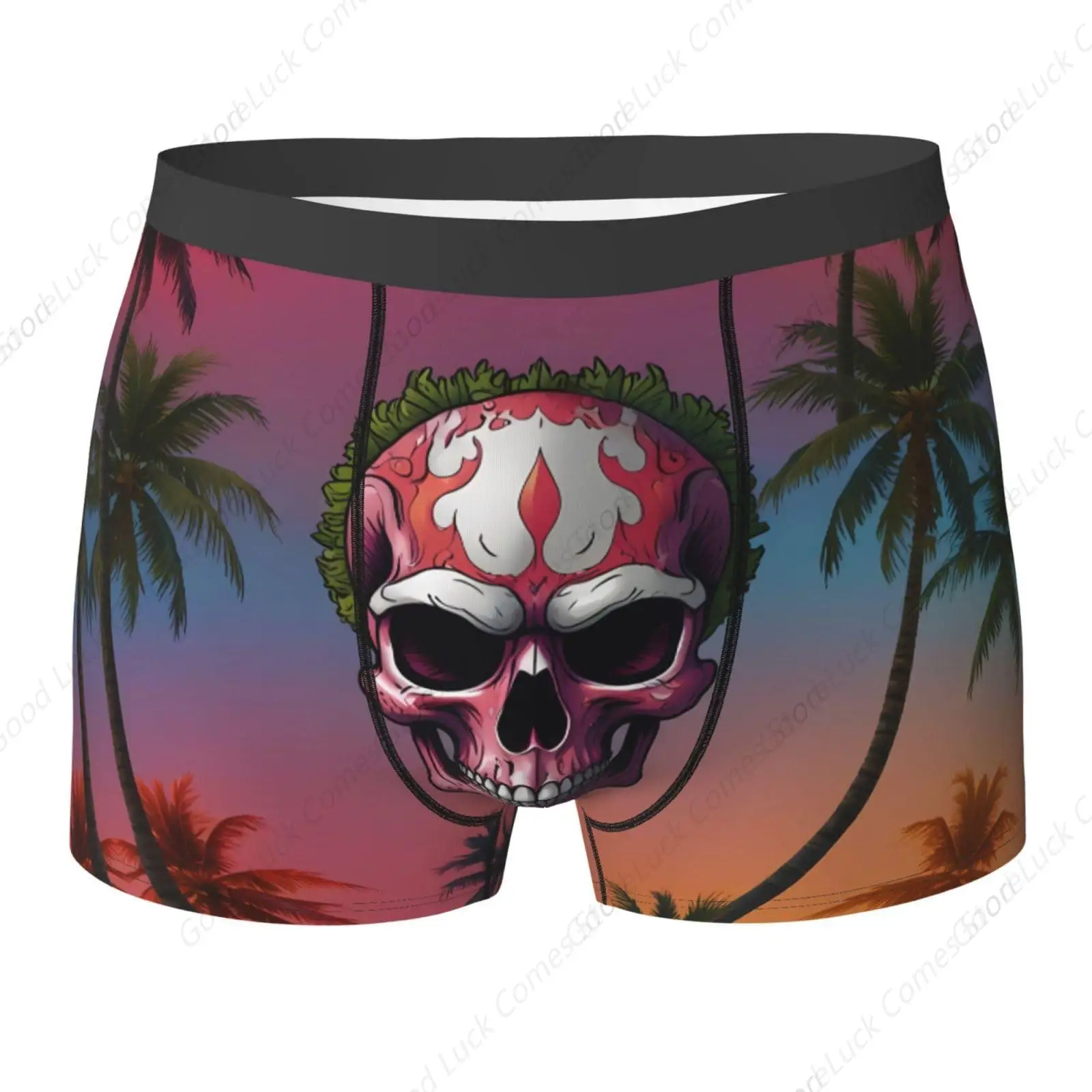 spider skull coconut tree Small Printed men's boxer briefs - breathable and quick-drying briefs, multiple (S-XXL)
