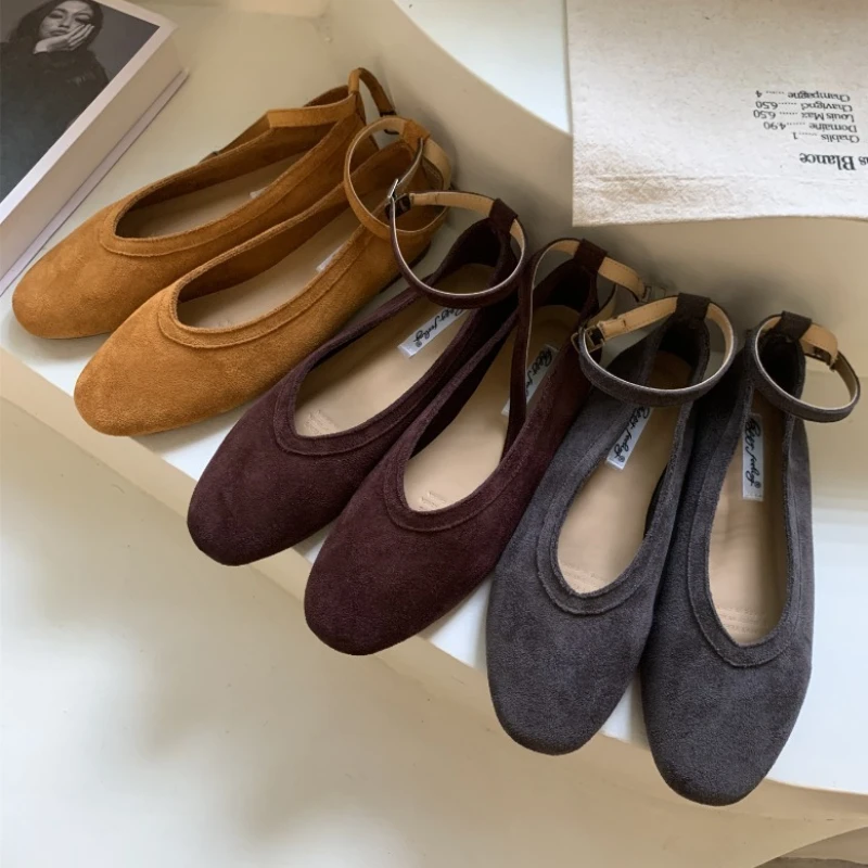 موضة رباط الكاحل مشبك شقة ماري جين أحذية النساء الراحة الضحلة لينة وحيد أحذية مصممين عالية الجودة فو الجلد المدبوغ المتسكعون