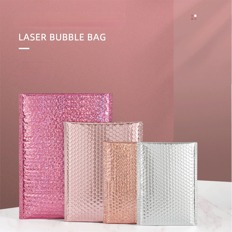 10Pcs/Lot Bubble Mailers Aluminized Bags Laser Envelope Self Seal Postal Gift Packaging Bags Book Shipping Package Colorful Bags