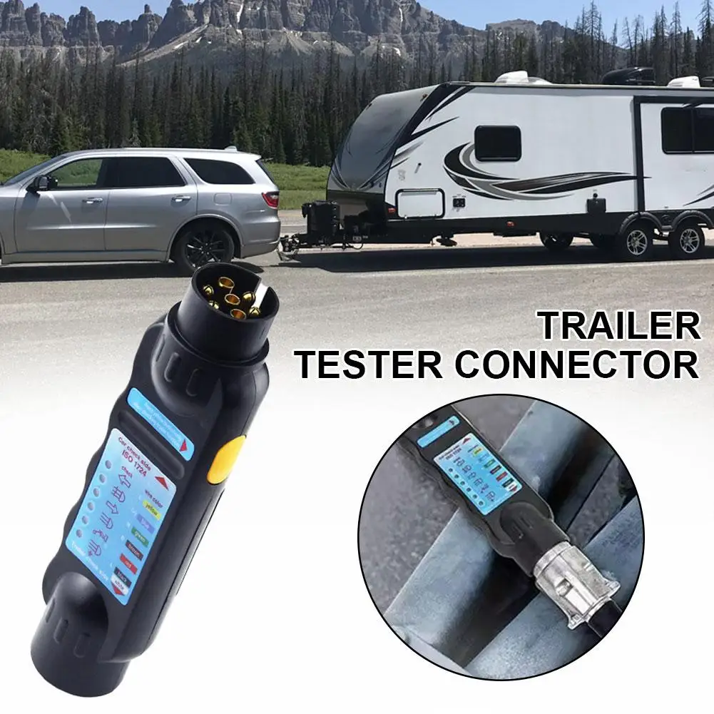 

7 Pin 12V Trailer Connector Tester, Truck Trailer Light Function Diagnostic Tool with LED Indicators for Wiring Fault Finding