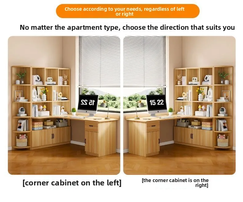 Computer Desk Bookshelf Integrated Shelves Drawers Large Laptop Home Bedroom Student Study Writing Desk Simple Office Table