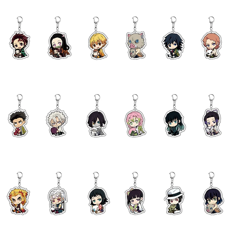 Demon Slayer Acryl-Schlüsselanhänger Kamado Tanjirou Agatsuma Zenitsu Rengoku Kyoujurou Sabito Kibutsuji Muzan Schlüsselringe Anhänger Figur