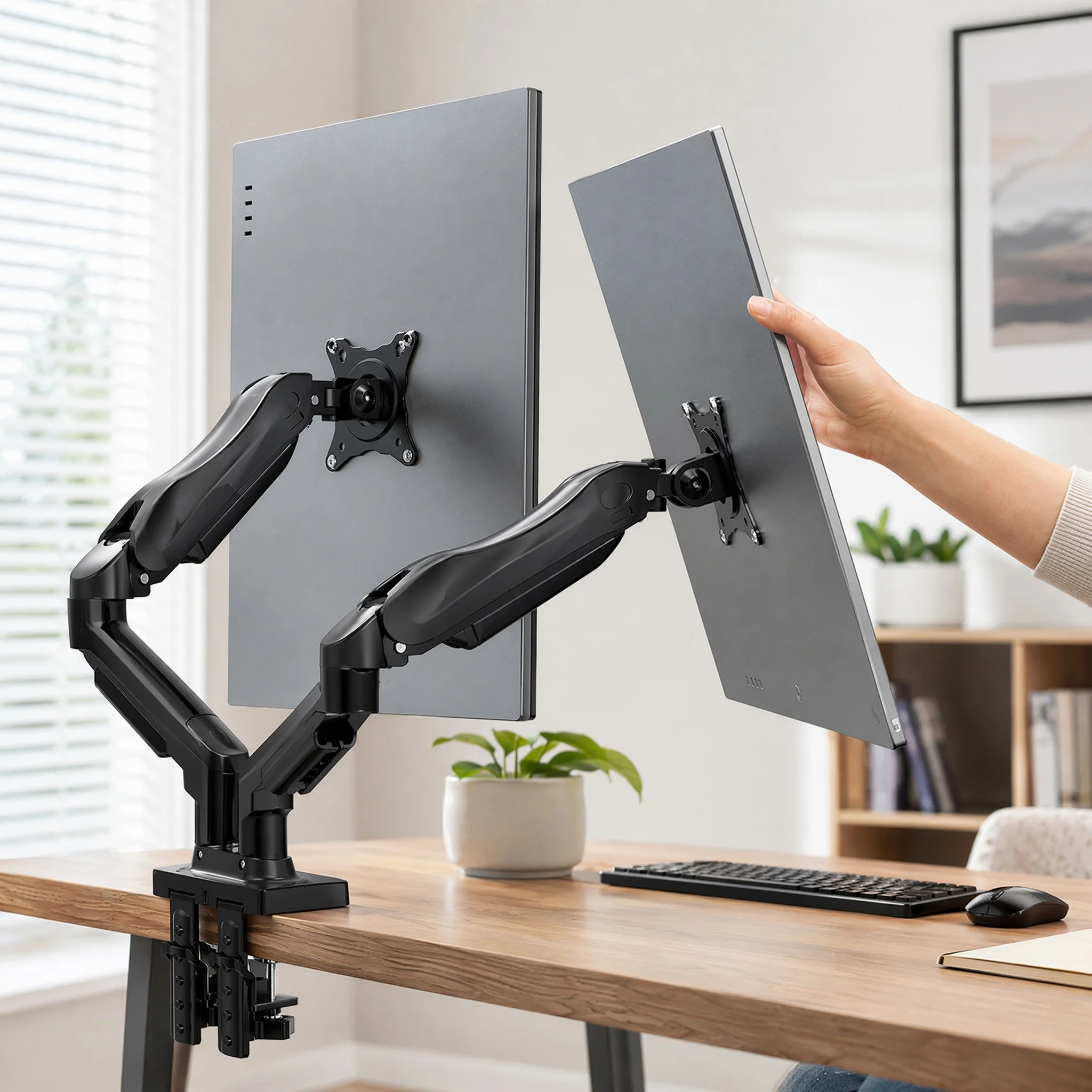 Desk Setup Monitor Arm - Dual Monitor Stand, Fully Adjustable Gaming