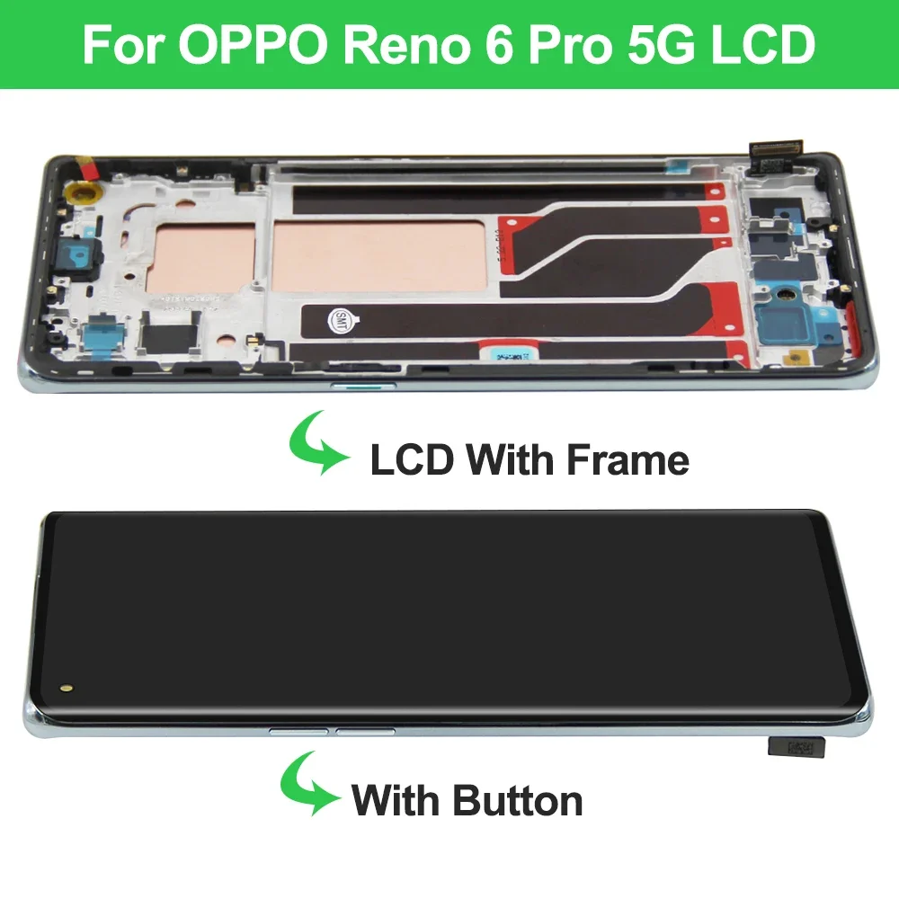 6.55\'\' For Oppo Reno6 Pro 5G LCD Display Touch Screen Digitizer Replacement For Reno 6 Pro LCD PEPM00, CPH2249