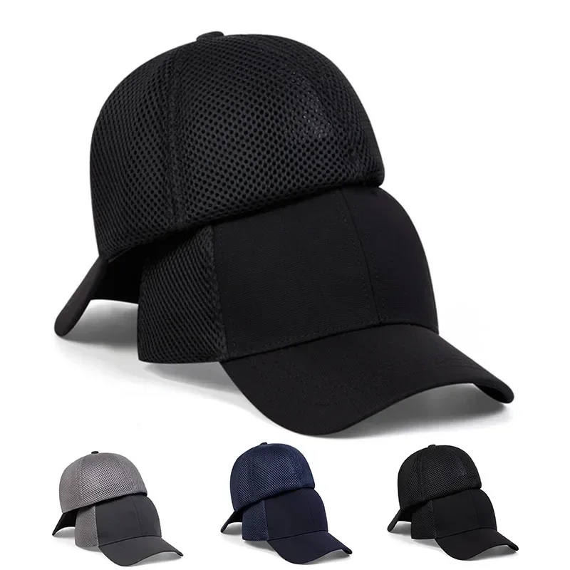 High Quality Baseball Cap Man Quick-dry Fitted Closed Full Cap Mesh Cap Outdoor Sun Golf Hat Bone Male Trucker Hat Gorras Hombre