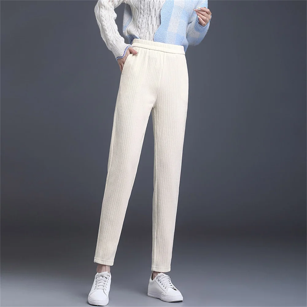 Chenille Wide-Leg Pants Women's Spring and Summer Elastic Loose Drape Straight-Leg Pants Light Striped Boutique Casual Pants