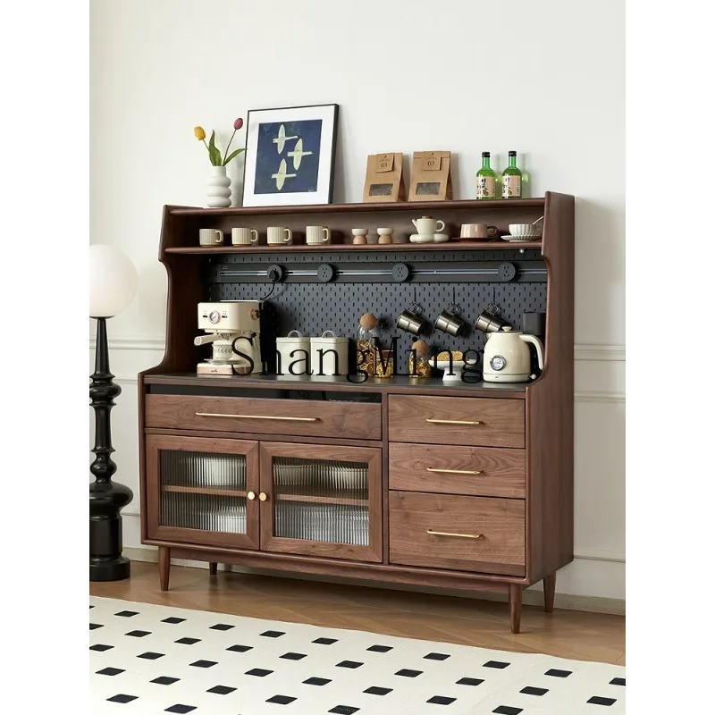 

ZHB black walnut rock slab dining side cabinet, all solid wood coffee, living room tea against the wall, integrated storage