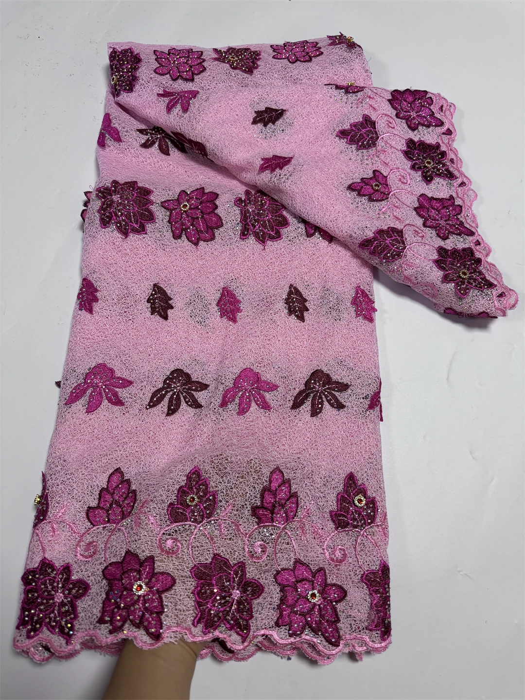 

5 yard high-quality 3D Floral Soft Water Soluble Swiss lace fabric embroidery African 100% cotton fabrics Swiss voile lace Dubai