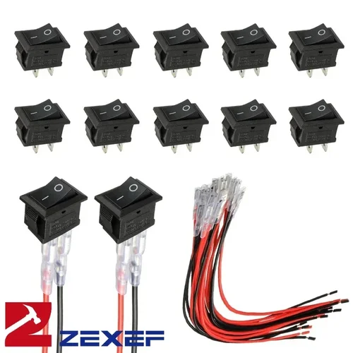 ZEXEF Mini interruptor basculante 12V interruptor de palanca de encendido y apagado con precableado 6A/250V 10A/125V AC 12V DC interruptores eléctricos para aplicar DIY