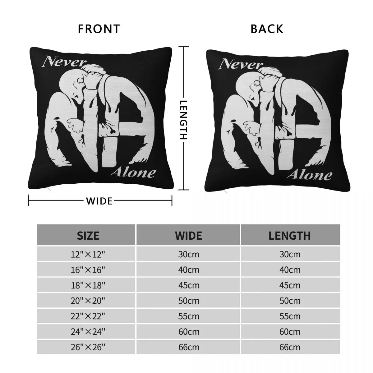 Never Alone Narcotics Anonymous Square Pillowcase Polyester Linen Velvet Creative Decorative Pillow Case Room Cushion Cover 18