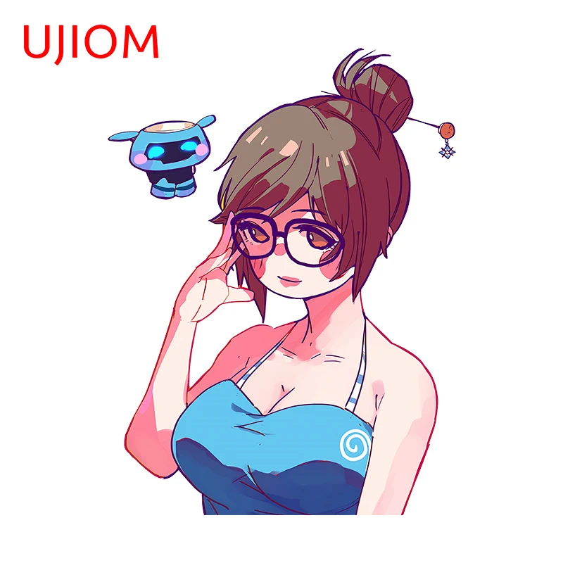 UJIOM 13cm X 9.7cm Sexy Mei Chibi Girl Overwatch Wall Stickers Bedroom Creativite Decal Kitchen Cupboard Decoration Murals