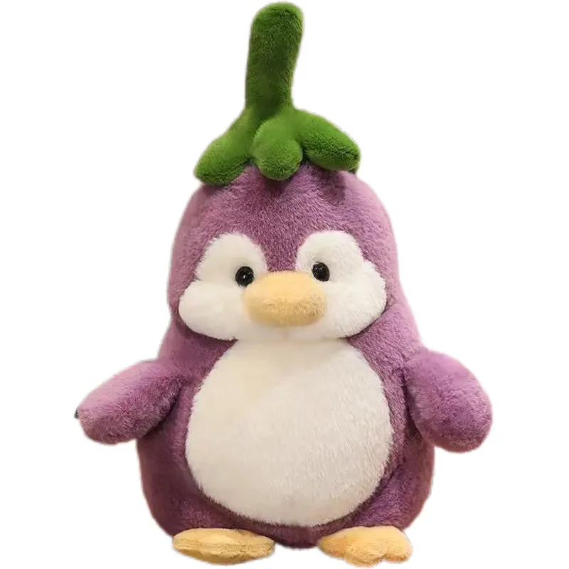 25 cm schattige pinguïn knuffel getransformeerd aubergine pinguïn pop zacht knuffeldier speelgoed cadeau voor meisjes kinderen verjaardag home decor