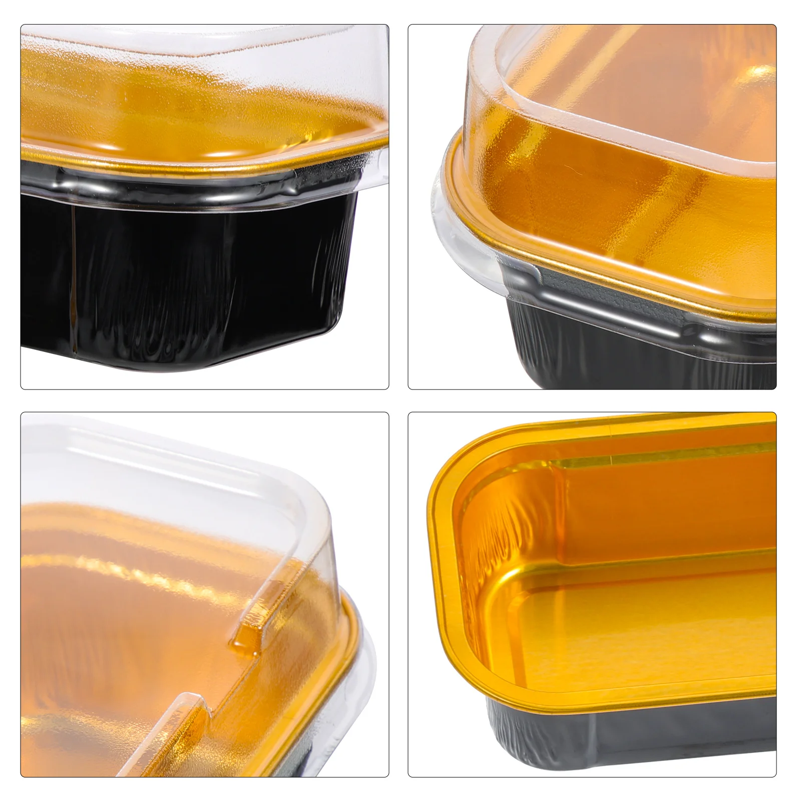 

50Pcs Chocolate Cake Mold Aluminum Foil Boxes Transparent Lids Multifunctional Portable Food Containers Oven Air Fryer Safe