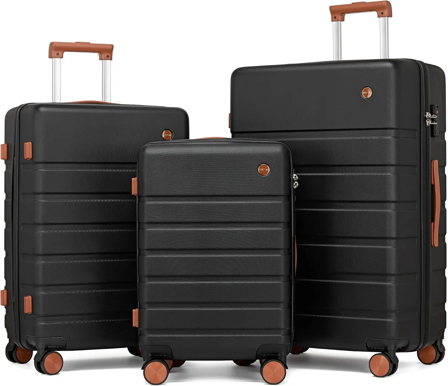 

Набор чемоданов из 3 предметов с вращающимися колесами, черный дорожный чемодан для женщин и мужчин