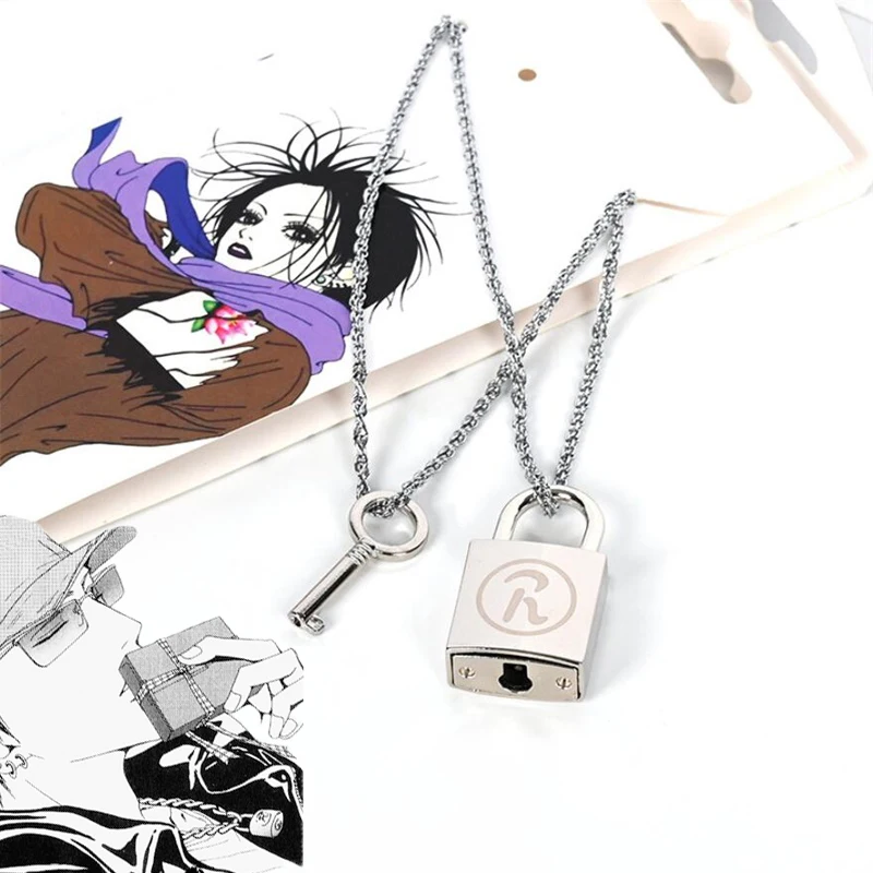 anime-oosaki-nana-colar-unissex-honjo-ren-bloqueio-chave-pingente-ai-yazawa-cosplay-gargantilha-acessorios-prop-joias