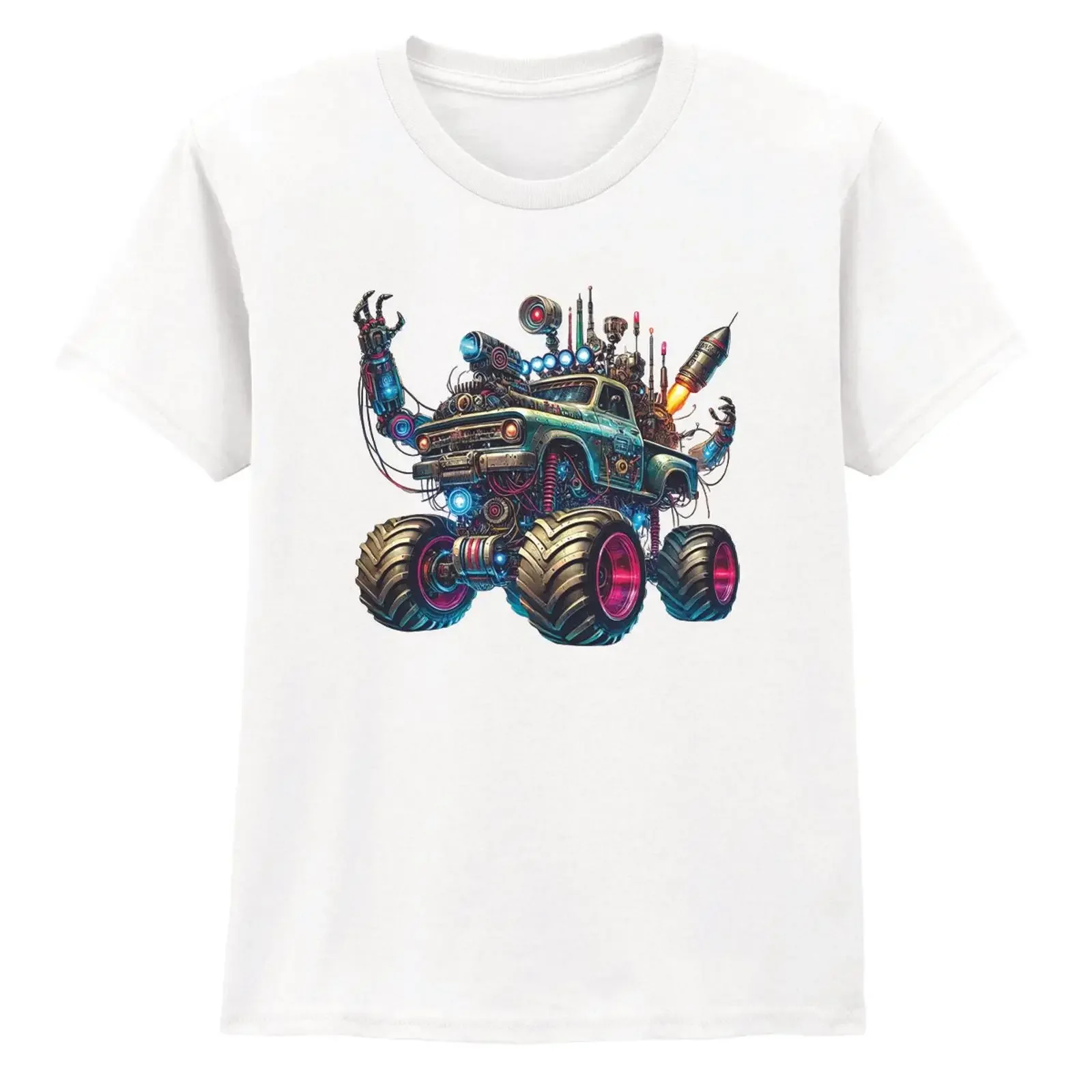 Monster Truck Roboter Jungen T Shirt Grafik Geburtstag Geschenk für Sohn vintage Washed streetwear Versatile Casual Breathable