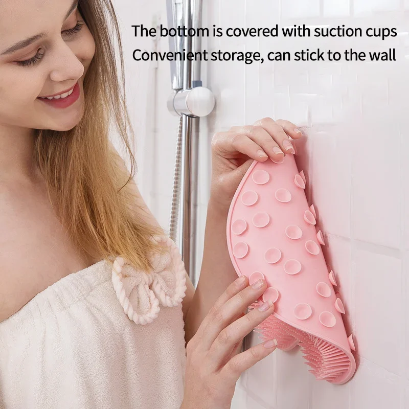 Reusable Shower Back Scraper Cleaning Brush Shower Feet Cleaner Wash Mat Multifunction Sucker Wall Mat Rub Foot Arms Body Bath