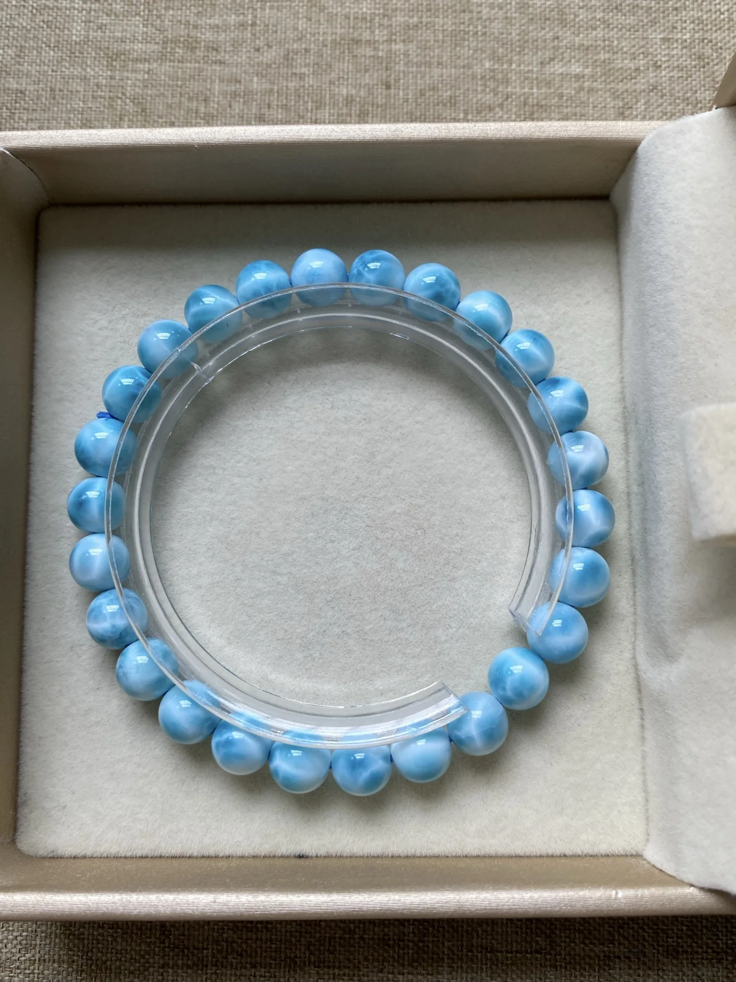 Gemstone Natural Blue Larimar Round Beads Bracelet 7.5mm Women Men Blue Larimar Beads Bracelet AAAAAA