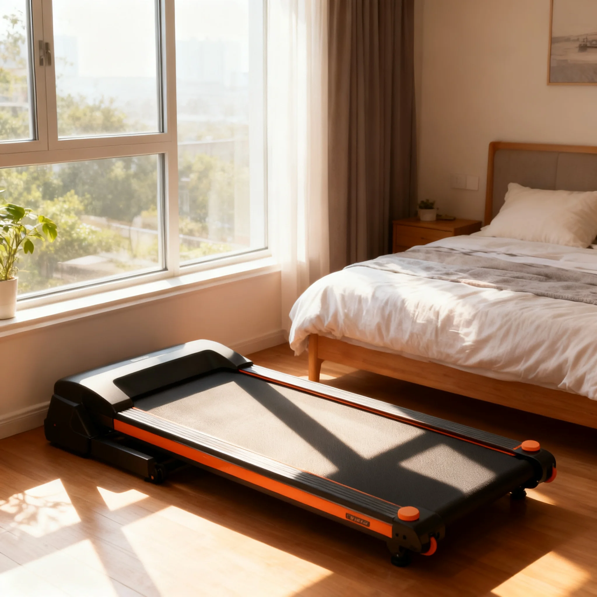 Quiet Under Desk Walking Pad with Remote and LED Display Portable for Home Office Compact Spaces