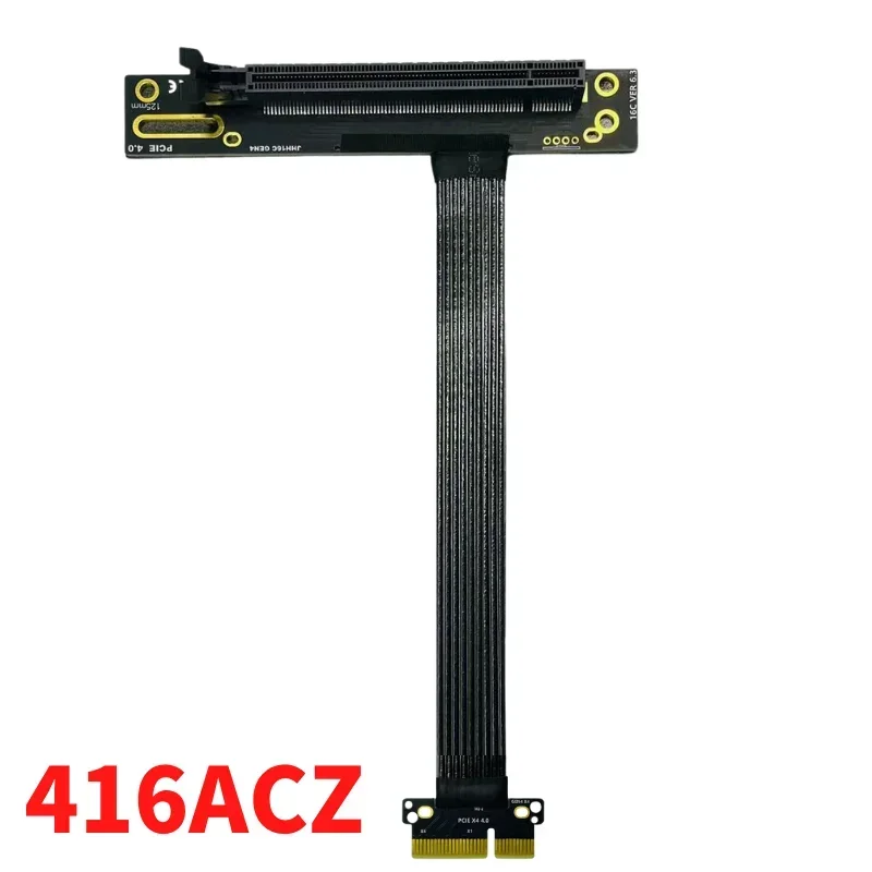 Shielded PCI-E 4.0 4X to 16X Riser Extension Cable PCI Express GEN4 PCIe X4 to X16 Extender Cord 90 Angled GPU SSD Riser Adapter