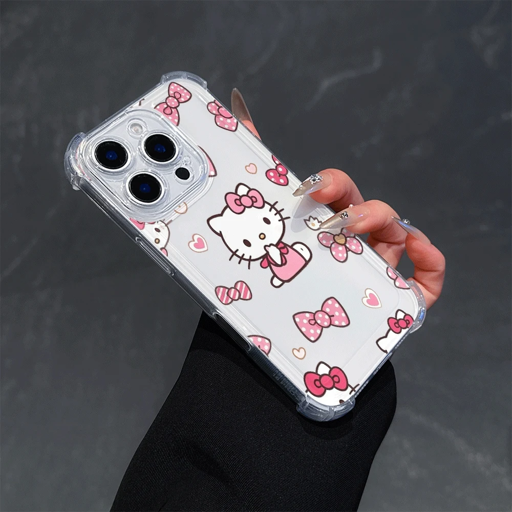 

Чехлы для телефонов Sanrio для IPhone14 Pro, IPhone 16/15/14/13/12/11/x/xs/xs Max, прозрачный чехол для телефона для девочек, Hellokitty, игрушки для кошек Hello Kitty