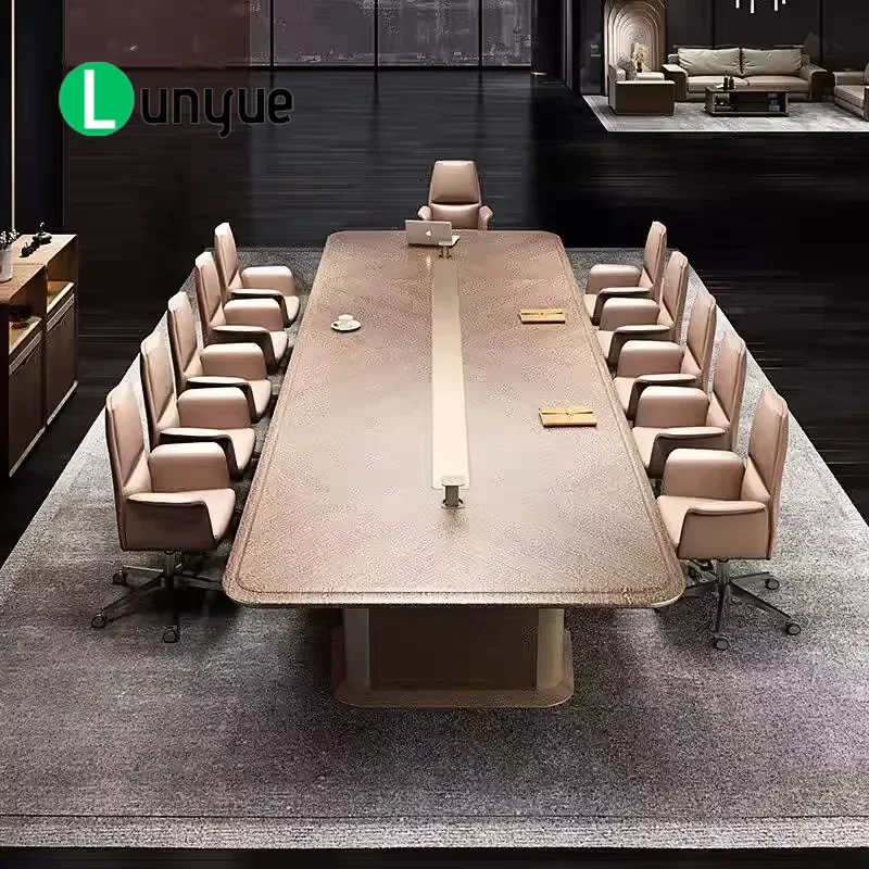 Modern Wooden Conference Table Office Meeting Desk Furniture for Business Negotiation Training Room Durable Large Capacity