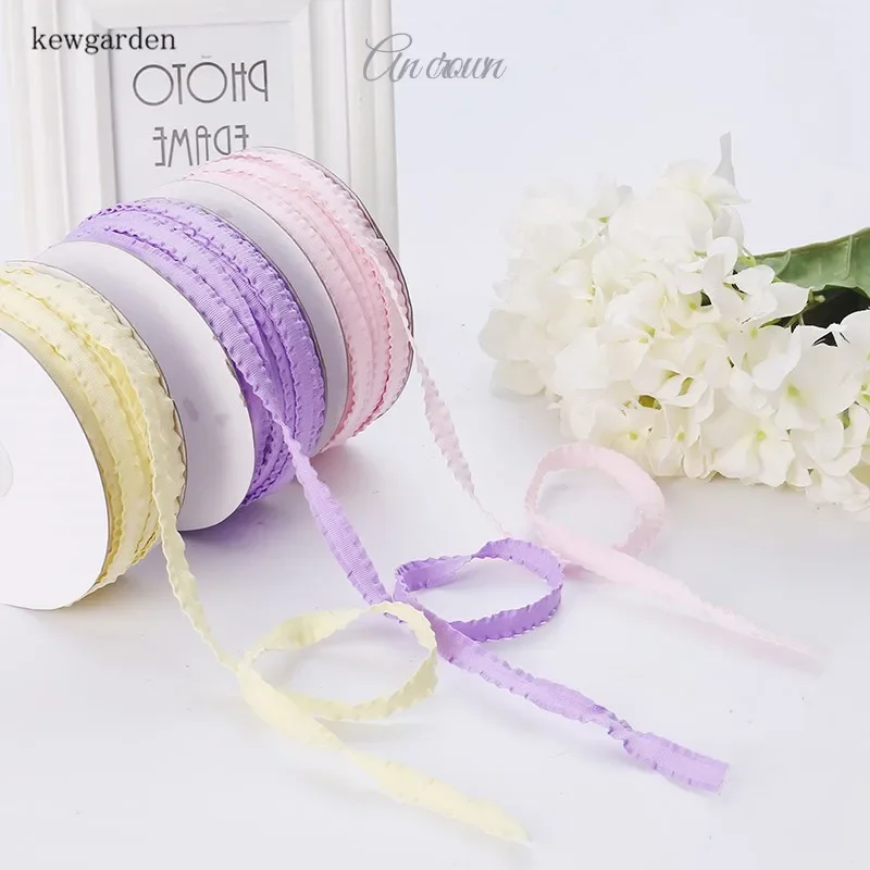 

Kewgarden Wholesale 3/8" 10mm Ruffle Edge Grosgrain Headband Set Ribbons Handmade Tape DIY Bowknot Ribbon Riband 50 Yards