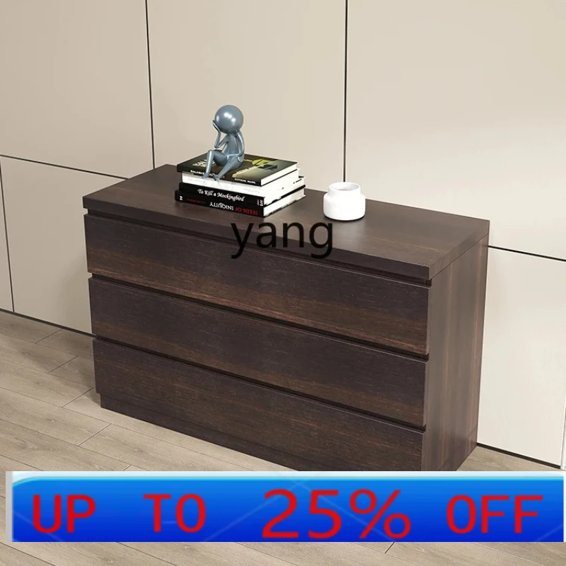 LMM Solid Wood Three-Five Chest of Drawers Modern Minimalist Bedroom Living Room Smoked Wood Wall Storage Cabinet