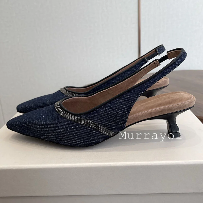 

Pumps Real Leather Pointed Toe Shallow Mouth Single Shoes Women Solid Color Kitten Heels Sandals Spring Party Banquet Shoes