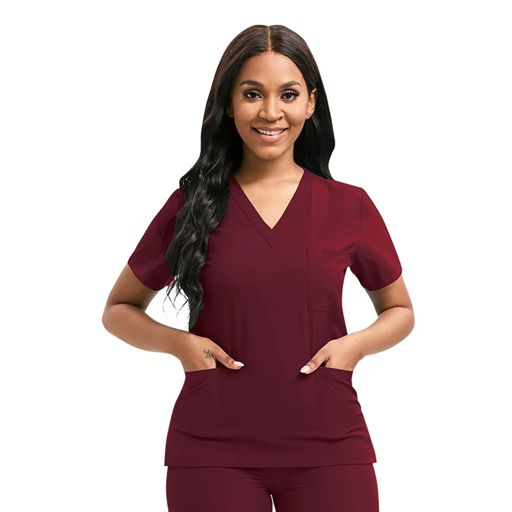 New Scrubs Set Medical Uniforms Stretch Scrub Tops with Pocket Pants S-XXL Large Szie Nurse Uniform Spa Salon Workwear