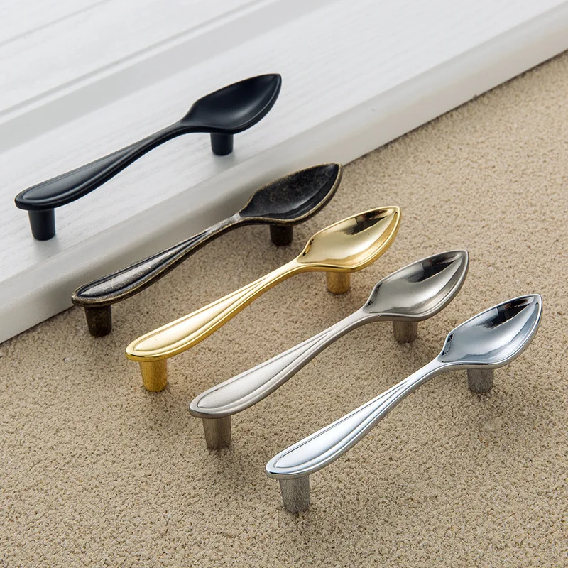 Creative Cabinet Pull Handle, Modern Cutlery Spoon Fork Knob, Silver Matte Black Antique Bronze Furniture Drawer Hardware