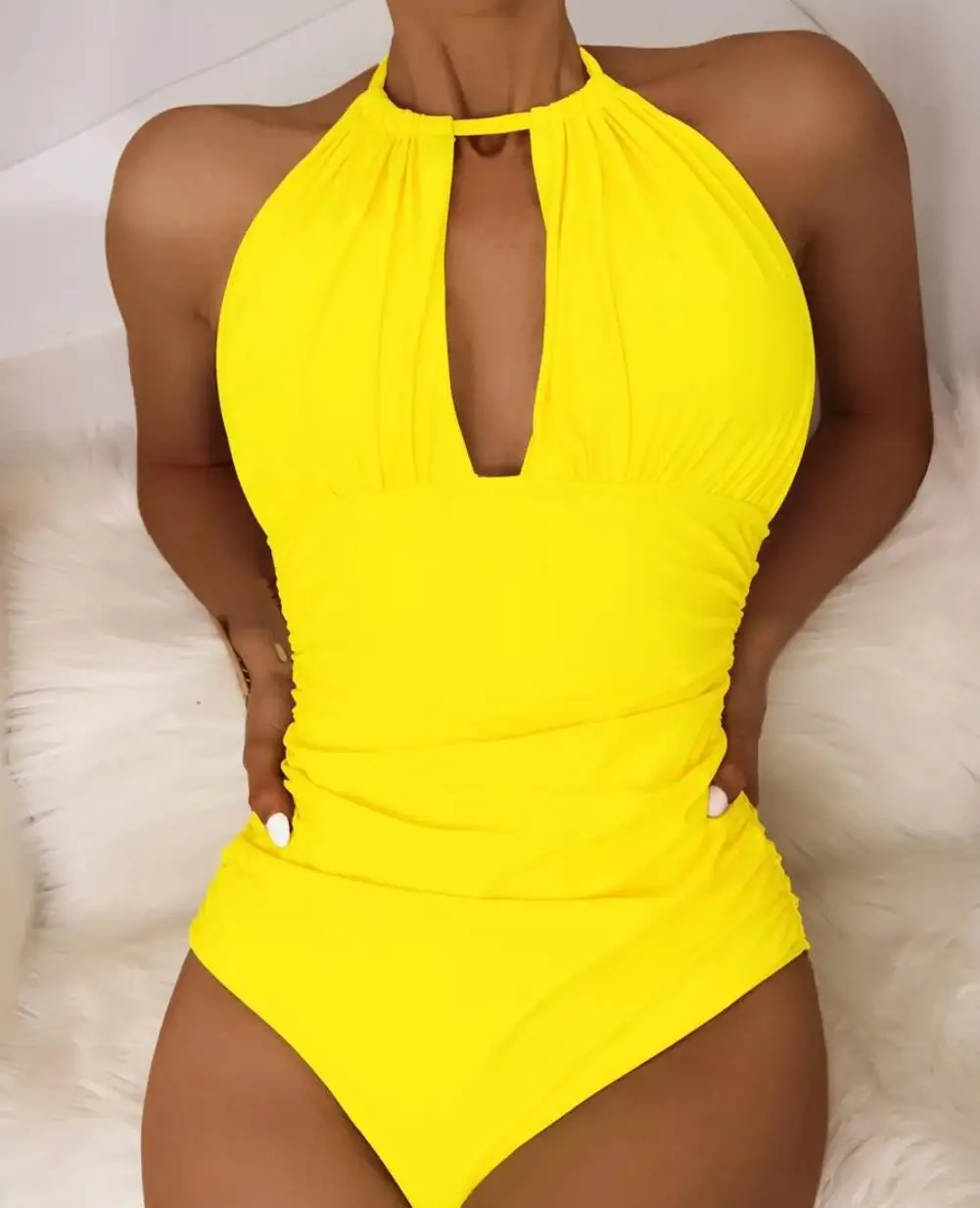 Strapped Swimwear Women High Cut One Piece Swimsuit Monokini Backless Hollow Bathing Suit