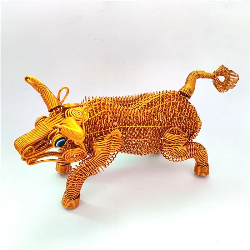 Welcome spring cow , Inviting wealth,   Welcome spring zodiac cow , Aluminium wire diy , Chinese new year celebration