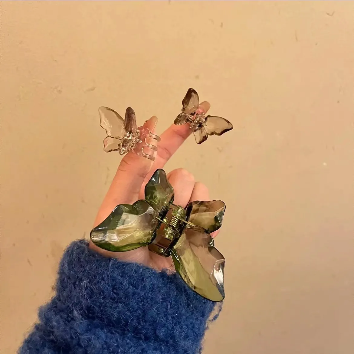 3Pcs/set Sweet Transparent Butterfly Hair Claw Clip  Clamp Hairpin Barrette Women Girl Temperament Headwear Party Accessories