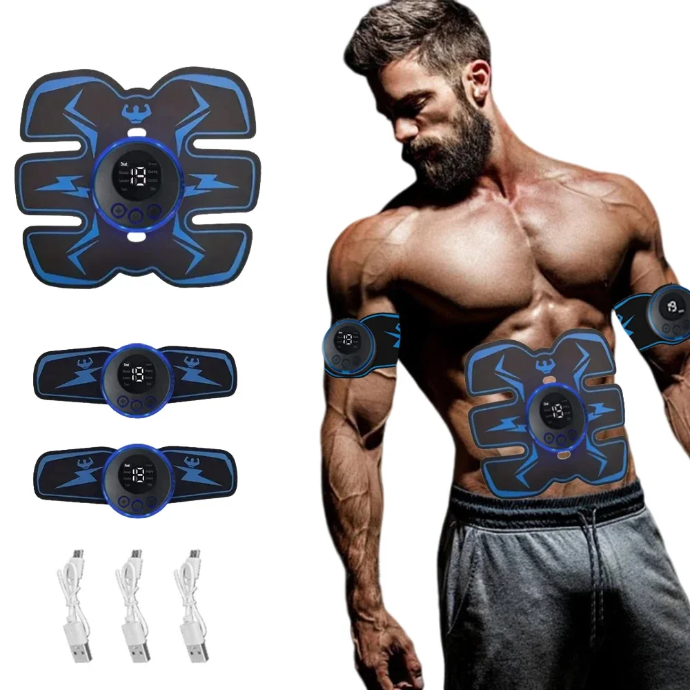 USB-Aufladbarer EMS-Muskelstimulator Kabelloser Muskelstimulations-Trainer Intelligentes Fitness-Bauchtrainingsgerät zur Gewichtsreduktion