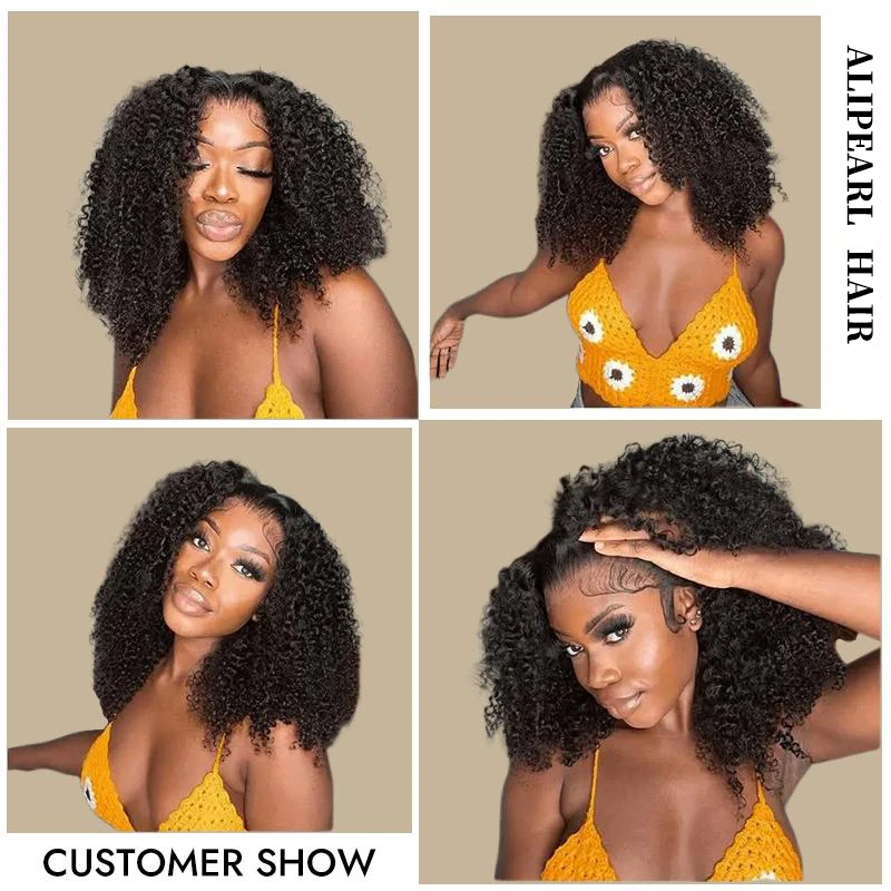 Wig Alipearl Hair Model Curly Wave Tanpa Lem, Sudah Diputihkan, Sudah Dipotong, 7x5 Siap Pakai, Wig Closure Rambut Asli Dengan Hairline Pre Plucked