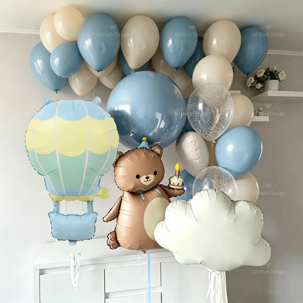 Brauner Magischer Kuchenbär Creme-Wolken Folienballon Heißluftballon für Jungen Mädchen Geburtstagsparty Raumdekoration Zubehör Babyparty Geschenk