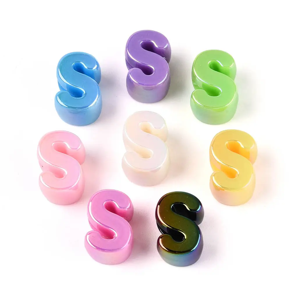 100pcs UV Plating Acrylic Alphabet Beads Large Hole Letter Spacer Beads for DIY Bracelet Necklace Name Jewelry Making Crafts