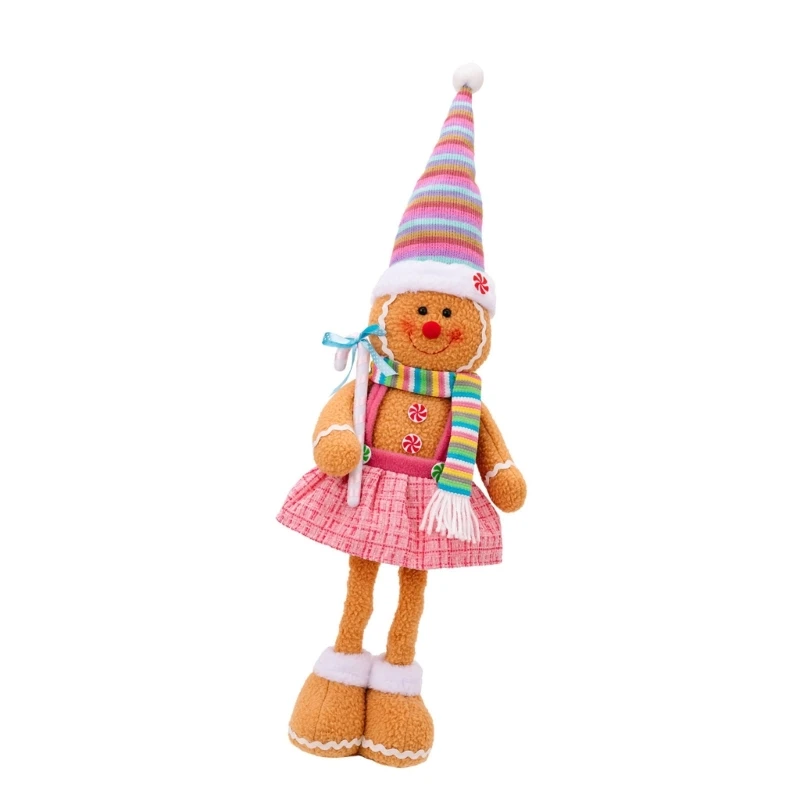 N0HB Scalable Holiday Gingerbreads Man Gnomes Plush Ornament for Table Display